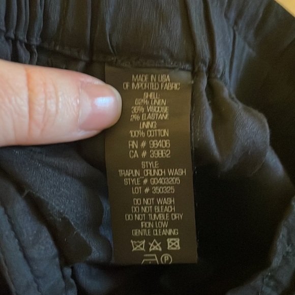 Theory Tralpin Drawstring Pants Black Crunch Wash Linen Blend Size 4 - Picture 11 of 12
